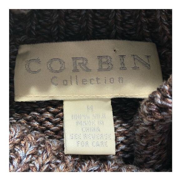 Corbin Collection 100% Silk Brown Blue Turtleneck Sweater Medium - Picture 13 of 16